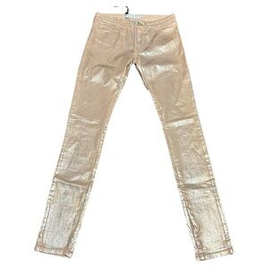 75 Faubourg 75 Faubourg Mid-Rise Metallic Skinny Jeans Size 28 Nude